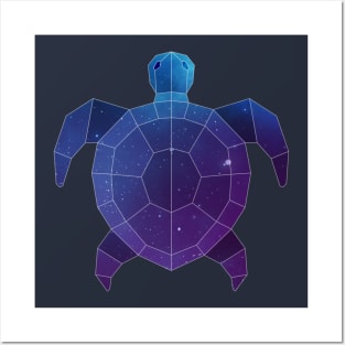 Galaxy Sea Turtle Geometric Animal Posters and Art
